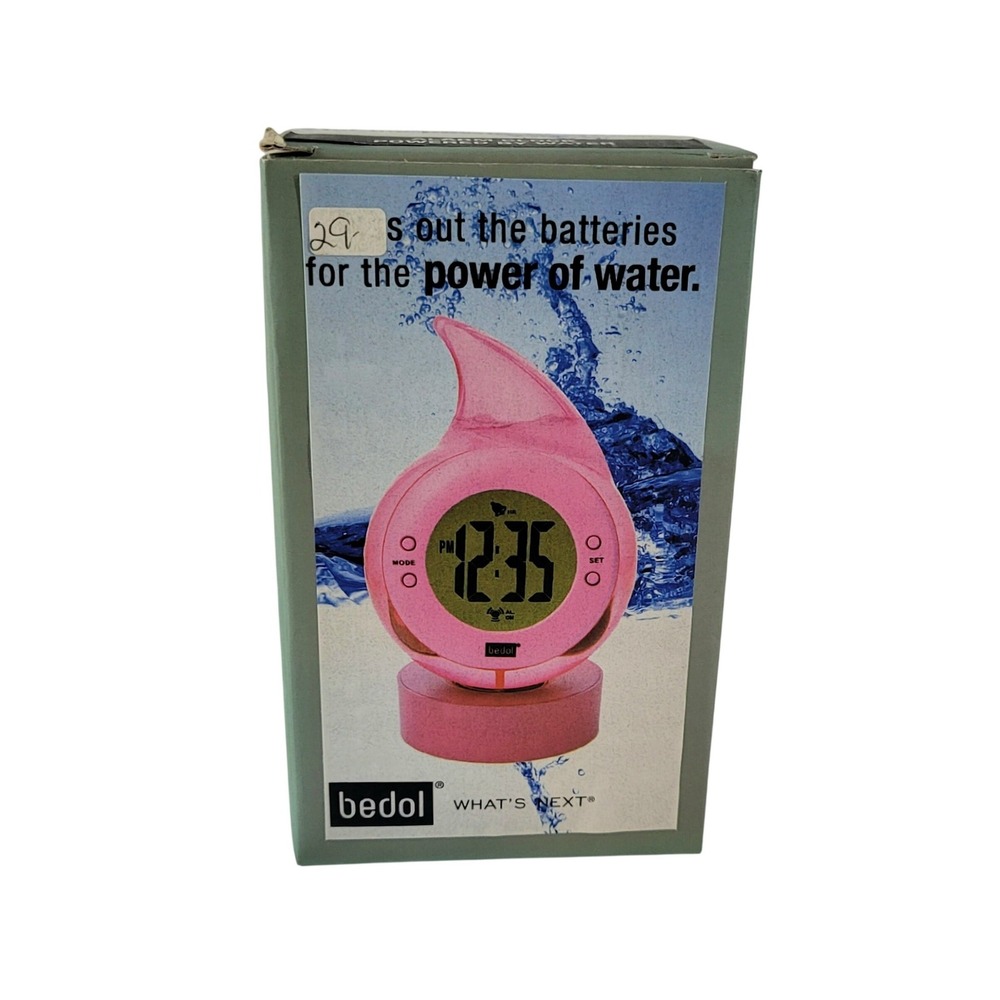 Bedol‎ Water Clock Drop Pink Eco-Friendly Battery-Free H20 Alarm Clock New